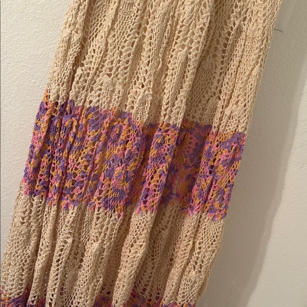 Elegant Cream, purple and pink crochet Women's Skirt. - Picture 2 of 3